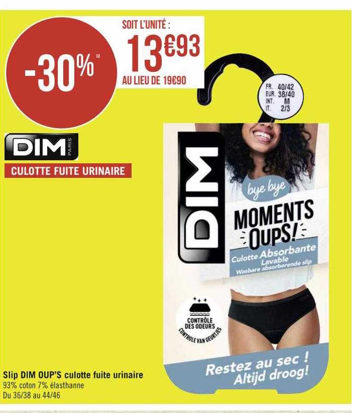 slip dim oup's culotte fuite urinaire
