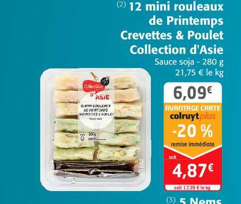 12 mini rouleaux de printemps crevettes & poulet collection d'asie