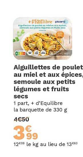 Aiguillettes De Poulet Au Miel Et Aux épices, Semoule Aux Petits Légumes Et Fruits Secs