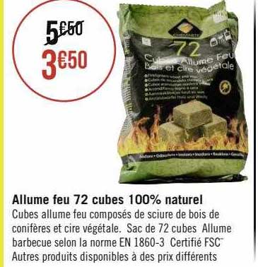 allume feu 72 cubes 100% naturel