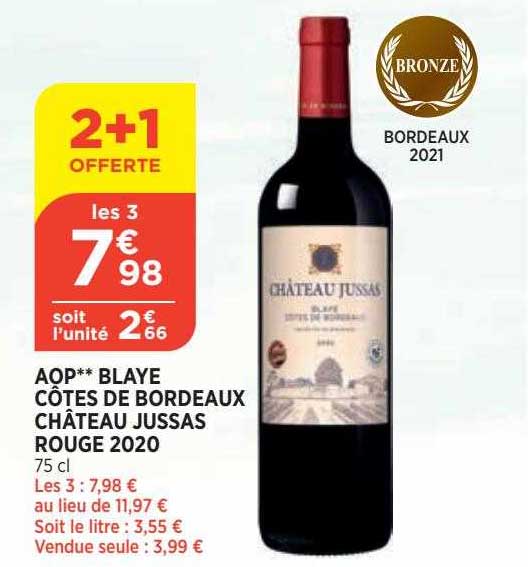 aop blaye côtes de bordeaux château jussas rouge 2020