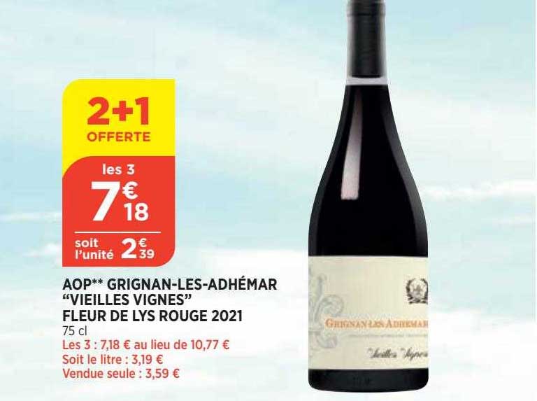 aop grignan-les-adhémar "vieilles vignes" fleur de lys rouge 2021