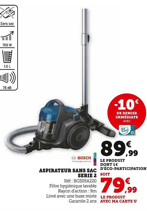 aspirateur sans sac series 2 bosch