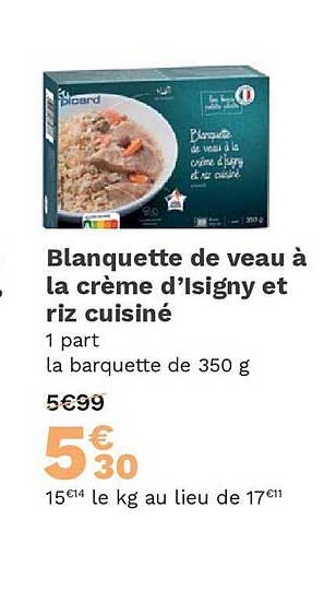 blanquette de veau à la crème d'isigny et riz cuisiné