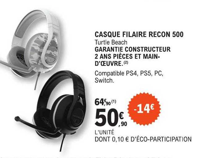 casque filaire recon 500 turtle beach