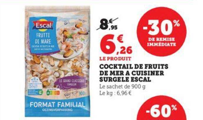 cocktail de fruits de mer à cuisiner surgelé escal