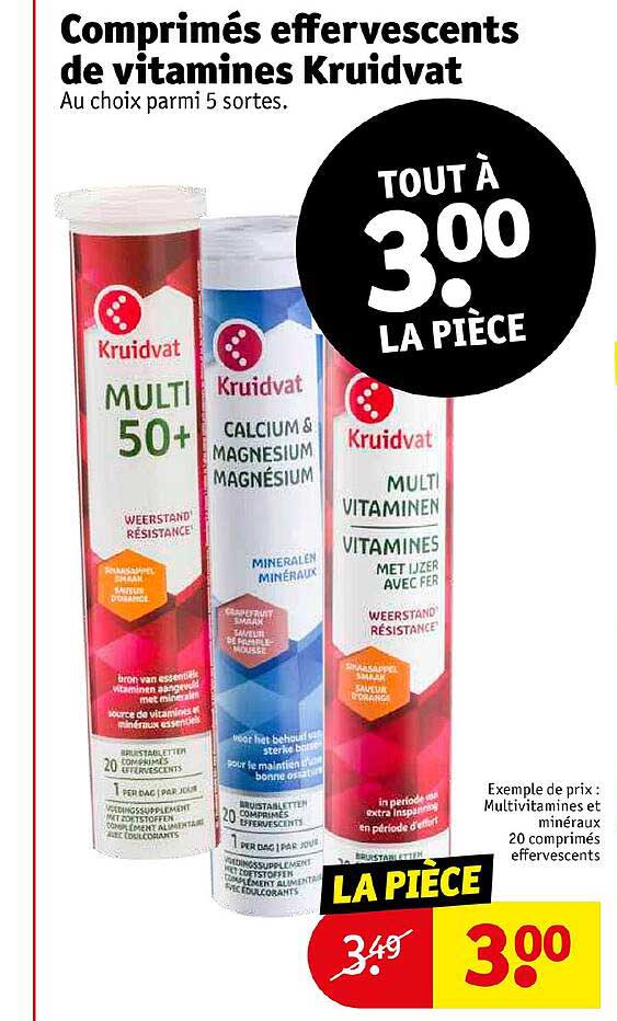 comprimés effervescents de vitamines kruidvat