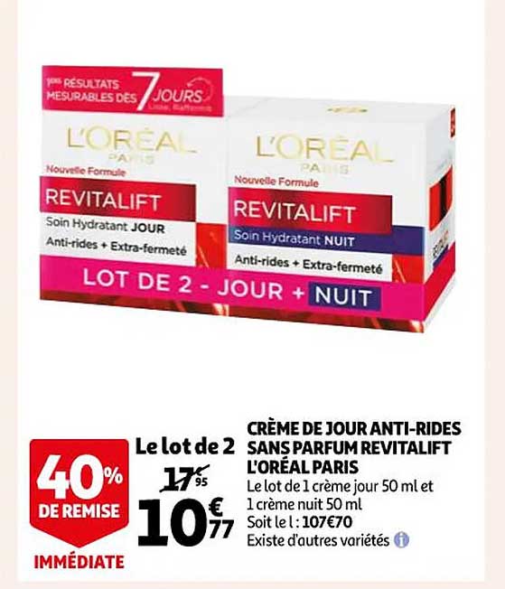 crème de jour anti-rides sans parfum revitalift l'oréal paris