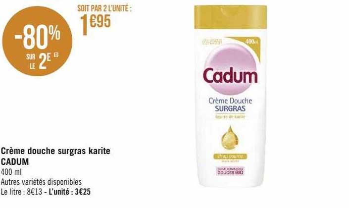 crème douche surgras karité cadum