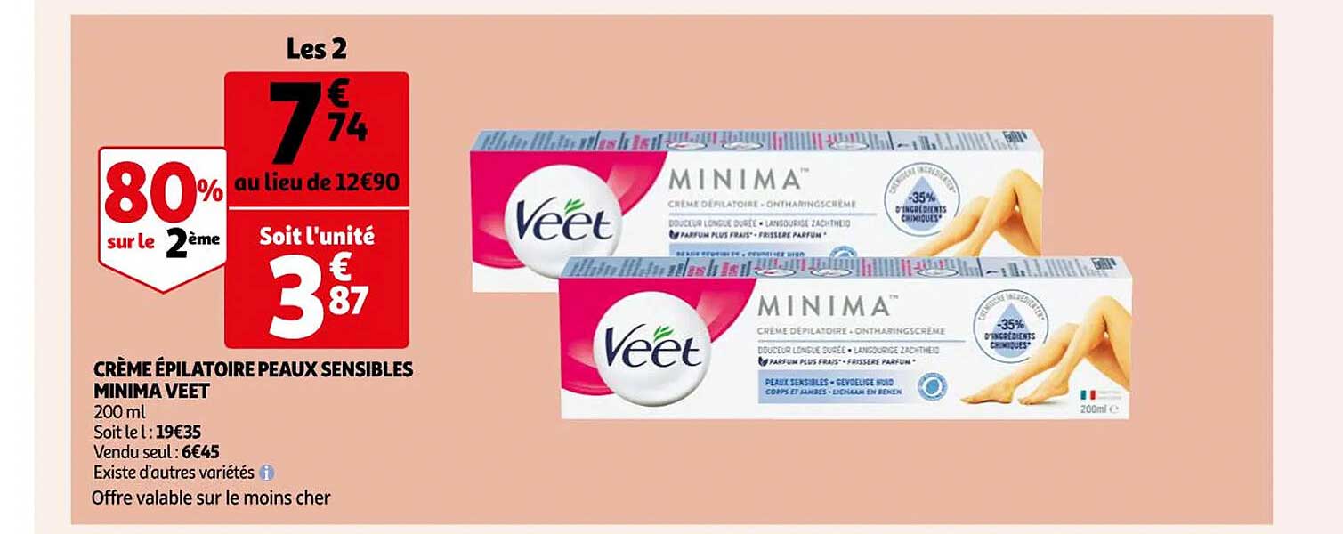 crème épilatoire peau sensibles minima veet