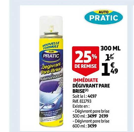 dégivrant pare brise auto pratic