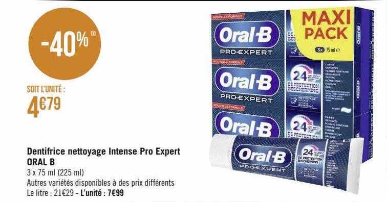 dentifrice nettoyage intense pro expert oral b