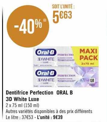 dentifrice perfection oral b 3d white luxe