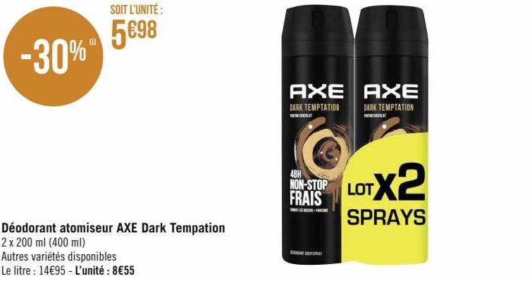 déodorant atomiseur axe dark tempation