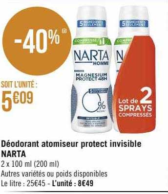 Déodorant Atomiseur Protect Invisible Narta