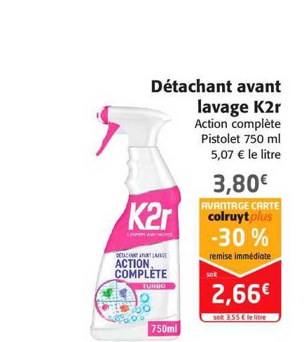 détachant avant lavage k2r