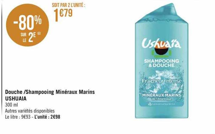 douche - shampooing minéraux marins ushuaïa