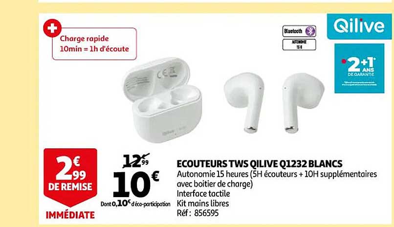 écouteurs tws qilive q1232 blancs