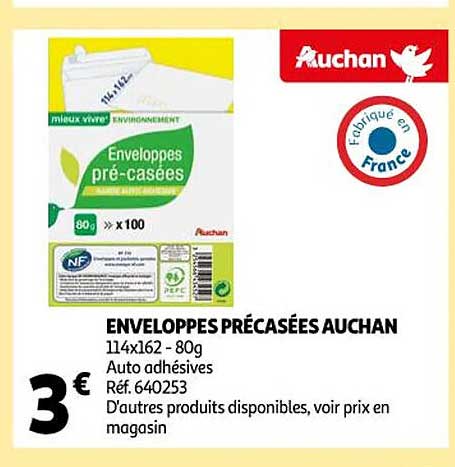enveloppes précasées auchan