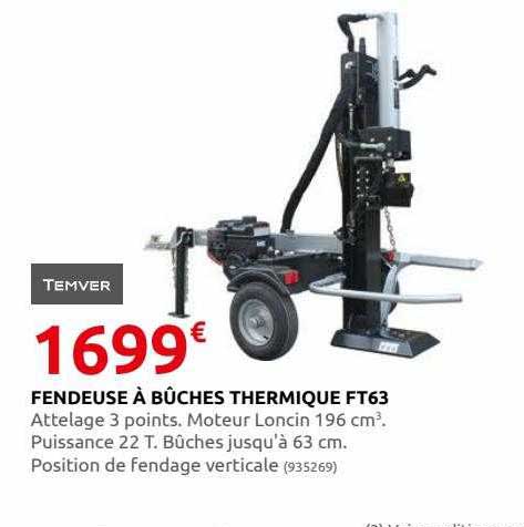 fendeuse à bûches thermique ft63 temver
