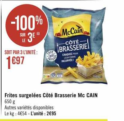 frites surgelées côté brasserie mc cain