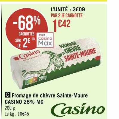 Fromage De Chèvre Sainte-maure Casino 26% Mg