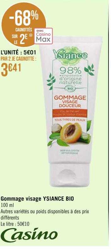 gommage visage ysiance bio