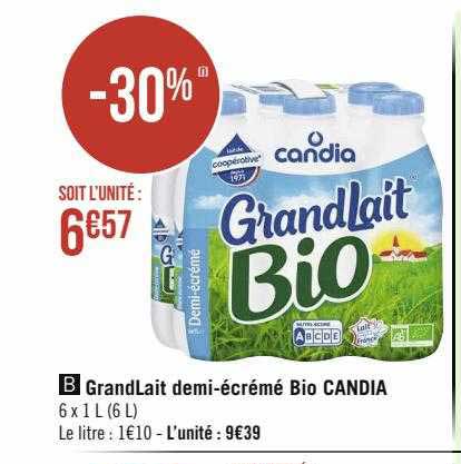grandLait demi-écrémé bio candia