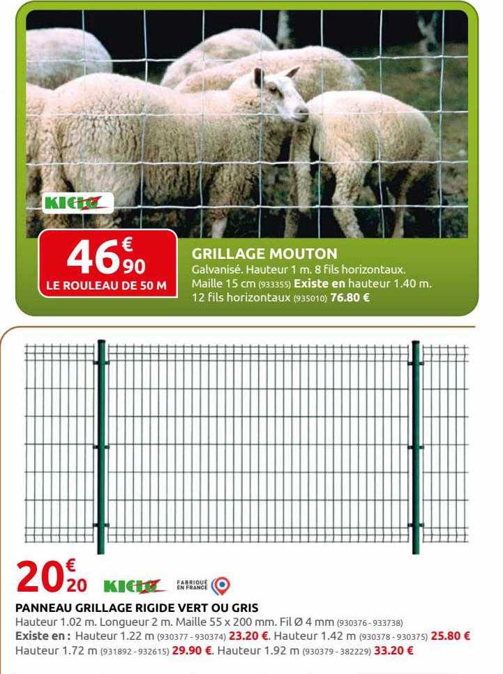 grillage mouton, panneau grillage rigide vert ou gris