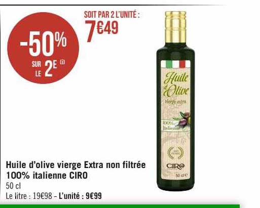 huile d'olive vierge extra non filtrée 100% italienne ciro