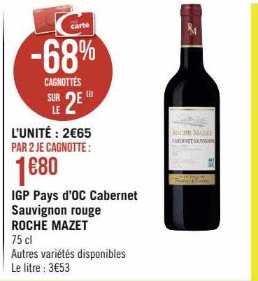 igp pays d'oc cabernet sauvignon rouge roche mazet