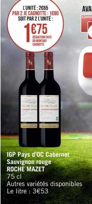 igp pays d'oc cabernet sauvignon rouge roche mazet