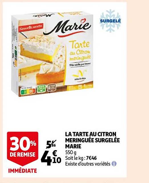 La Tarte Au Citron Meringuée Surgelé Marie