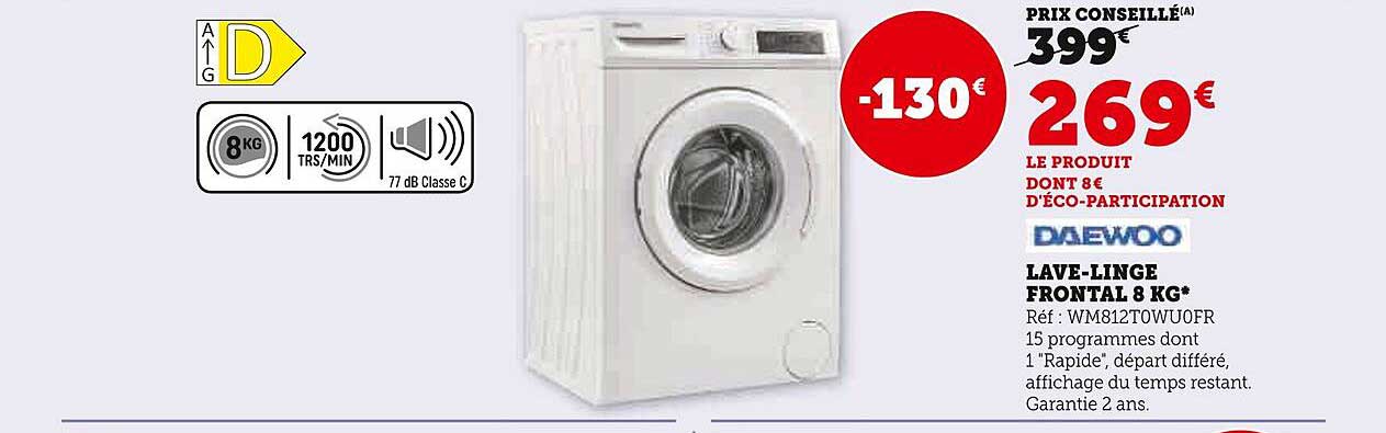 lave-linge frontal 8 kg daewoo