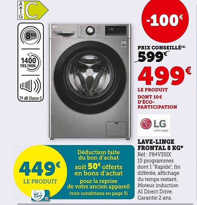 lave-linge frontal 8 kg lg