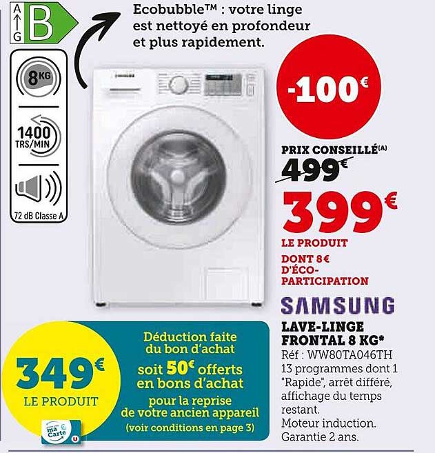 lave-linge frontal 8 kg samsung