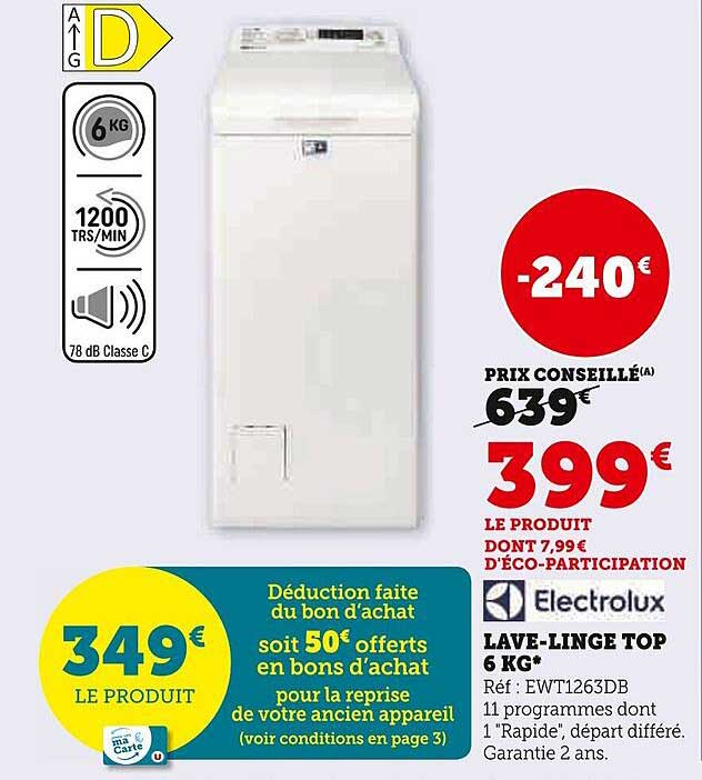 lave-linge top 6 kg electrolux