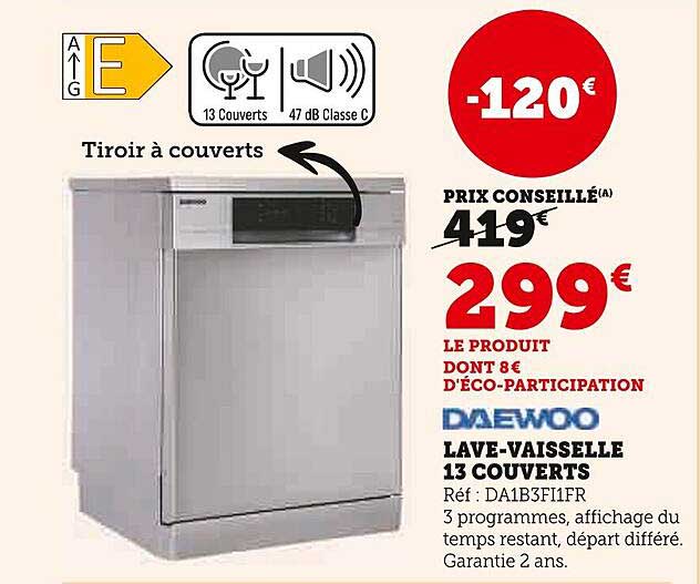 lave-vaisselle 13 couverts daewoo