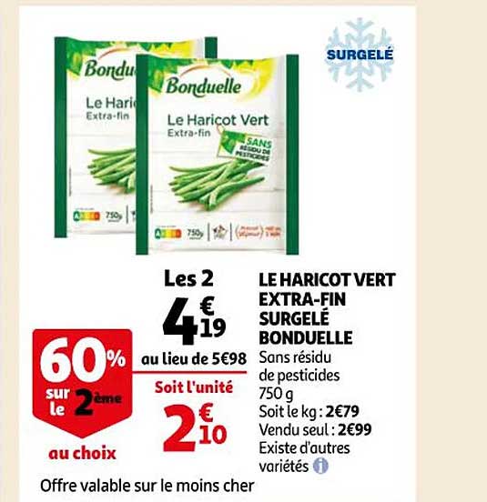 le haricot vert extra-fin surgelé bonduelle