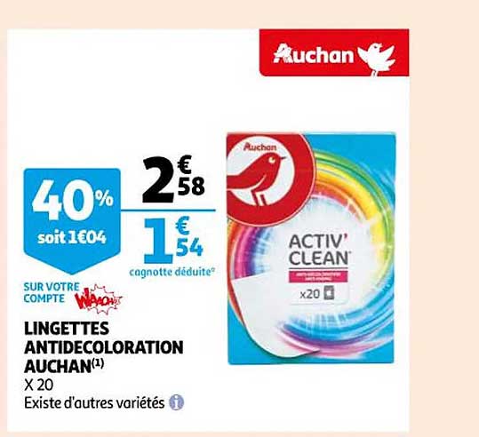 lingettes antidécoloration auchan