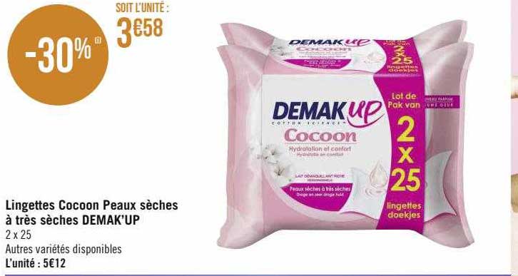 lingettes cocoon peaux sèches à très sèches demak'up