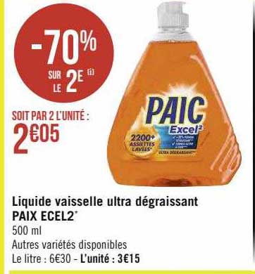Liquide Vaisselle Ultra Dégraissant Paix Exel²
