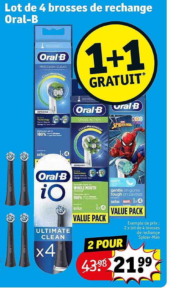 lot de 4 brosses de rechange oral-b