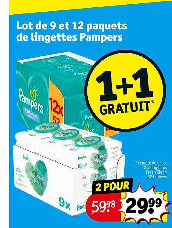 lot de 9 et 12 paquets de lingettes pampers