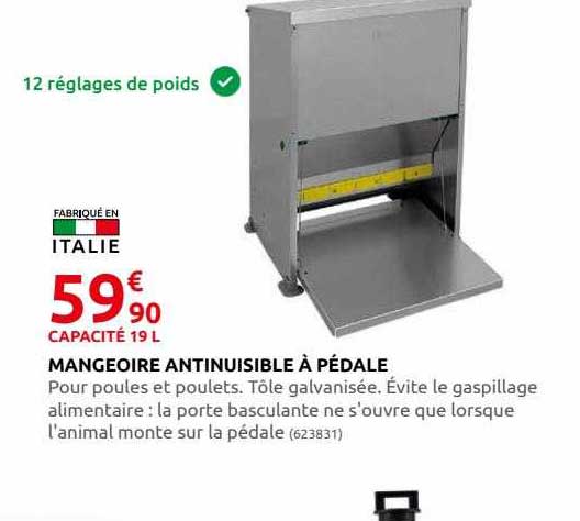 mangeoire anti nuisible à pédale