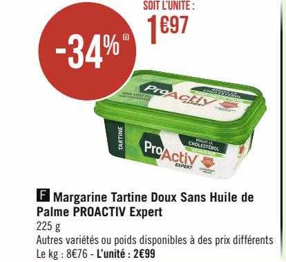margarine tartine doux sans huile de palme proactiv expert