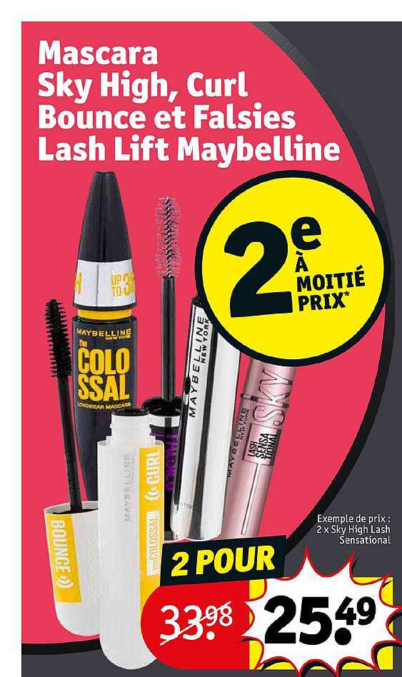 mascara sky high, curl bounce et falsies lash lift maybelline