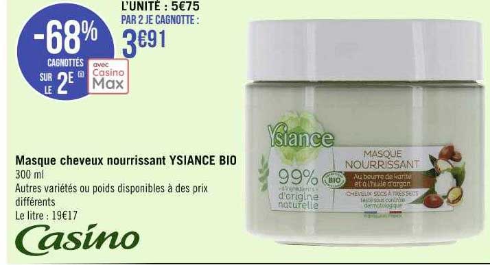 masque cheveux nourrissant ysiance bio