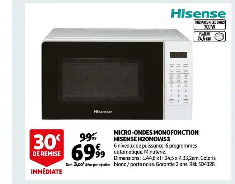 Micro-ondes Monofonction Hisense H20mows3