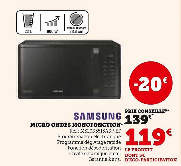micro ondes monofonction samsung